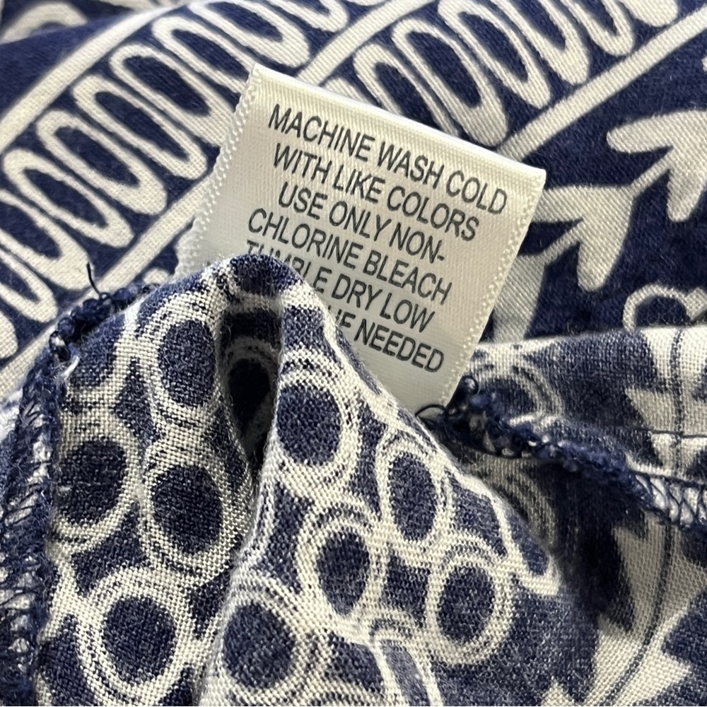 Tanzara Navy and White geometric print loose fit mini Dress size large - Picture 13 of 15